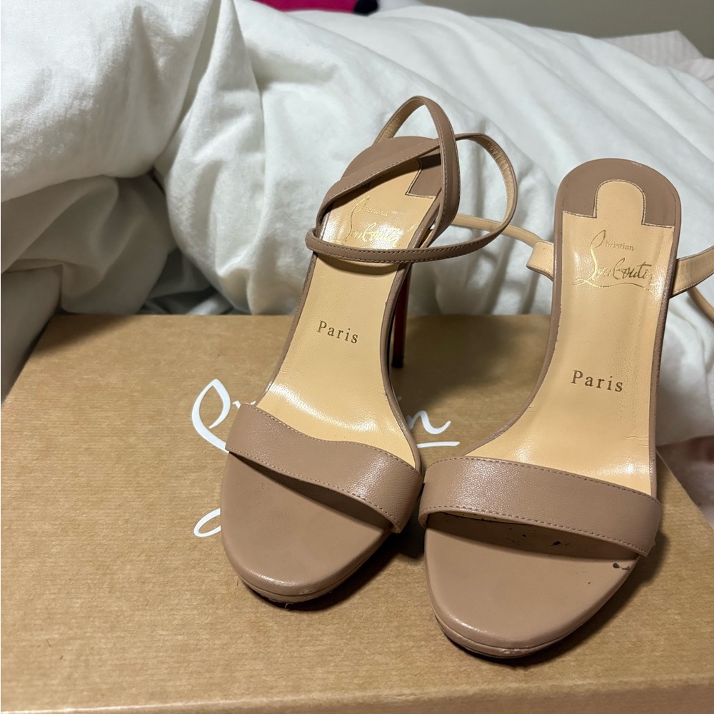 Christian Louboutin Nude Open-Toe Heel